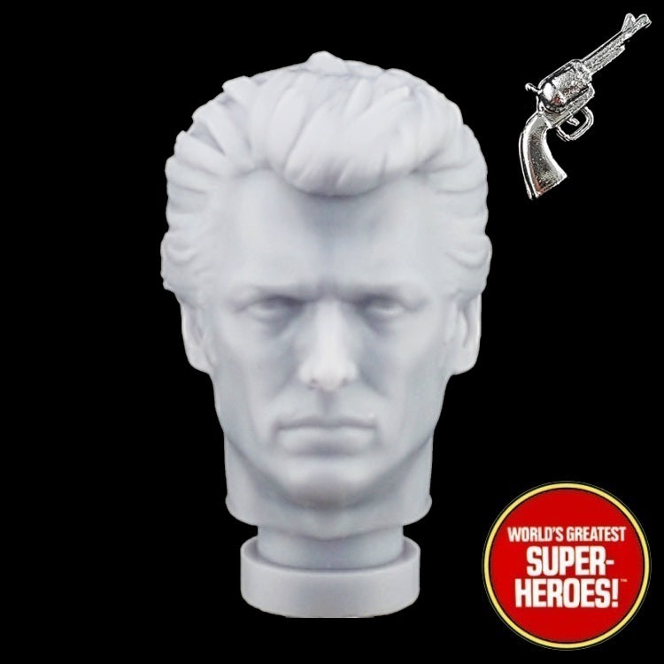 3D Printed Head: Clint Eastwood (Dirty Harry) with Gun for 8" Figure
