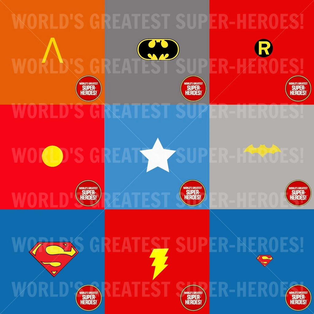 All WGSH Die Cut Retro Decal Emblem Sticker Collection for WGSH 8" Figure (9 pcs)