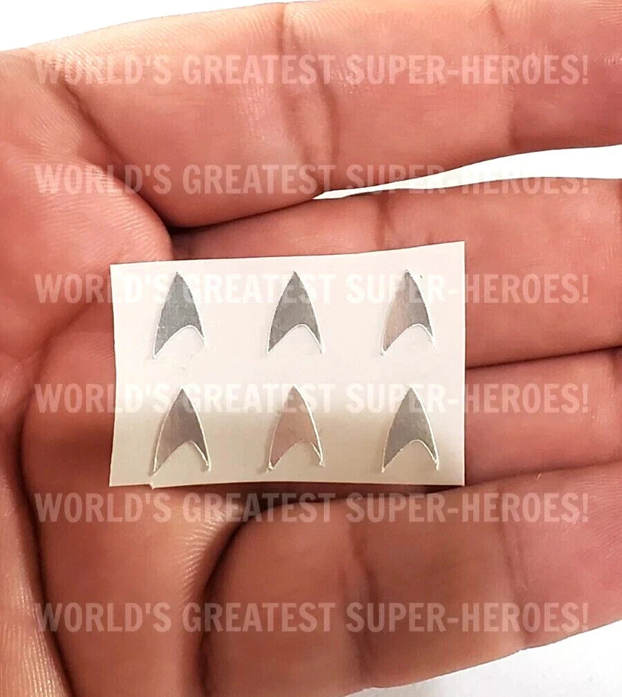 Star Trek: Reflective Silver Foil Die Cut Decal Emblem Sticker for 8" Action Figure (6 pcs)