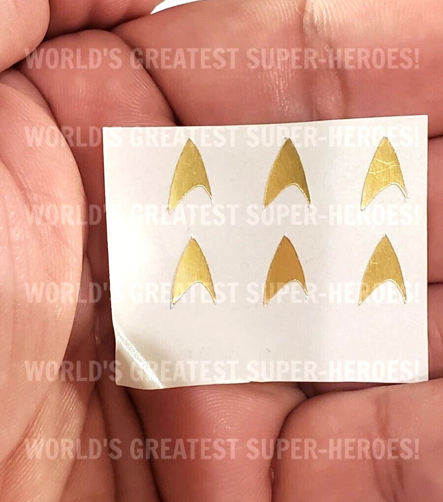 Star Trek: Reflective Gold Foil Die Cut Decal Emblem Sticker for 8" Action Figure (6 pcs)
