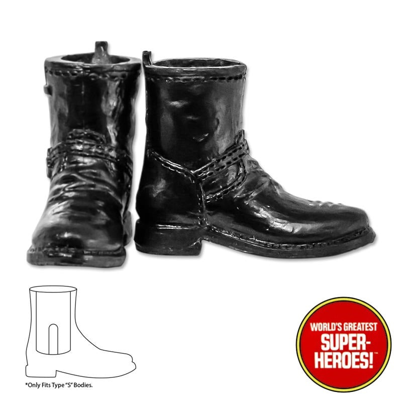 Type S Male Black Biker Boots For 8” Action Figure