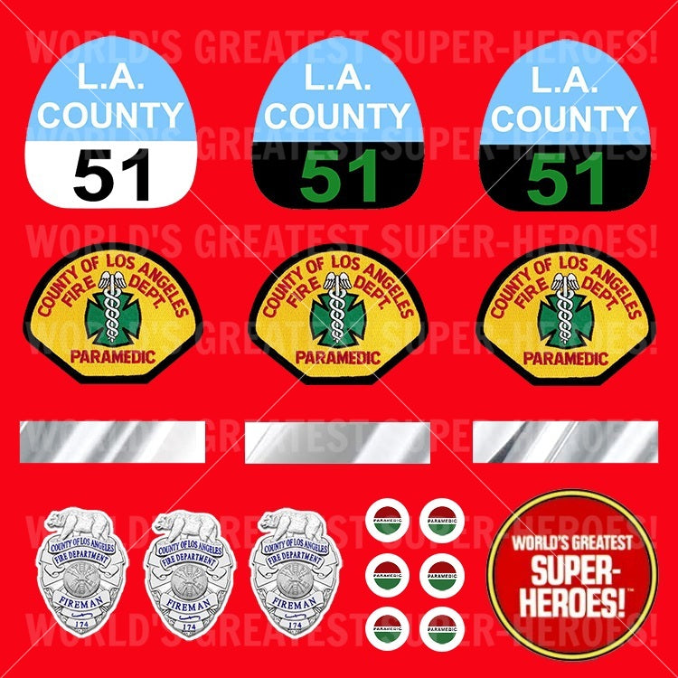 LJN Emergency Custom Decal Emblem Stickers (Set #2) for 8" Action Figure