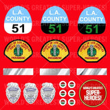 LJN Emergency Custom Decal Emblem Stickers (Set #2) for 8" Action Figure