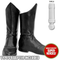 Superhero Black Molded Boots for Type S Male 8” Action Figure