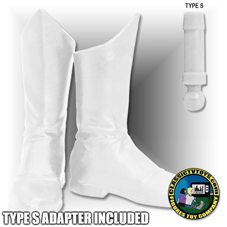 Superhero White Molded Boots for Type S Male 8” Action Figure