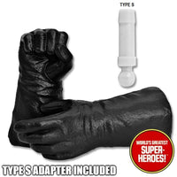 Superhero Black Gloved Hands for Type S Male 8” Action Figure