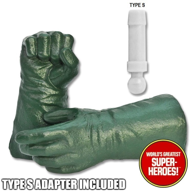 Superhero Dark Green Gloved Hands for Type S Male 8” Action Figure