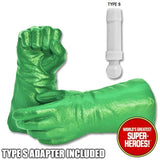Superhero Light Green Gloved Hands for Type S Male 8” Action Figure