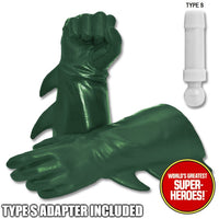 Superhero Dark Green Winged Gloved Hands for Type S Male 8” Action Figure