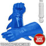Superhero Medium Blue Winged Gloved Hands for Type S Male 8” Action Figure