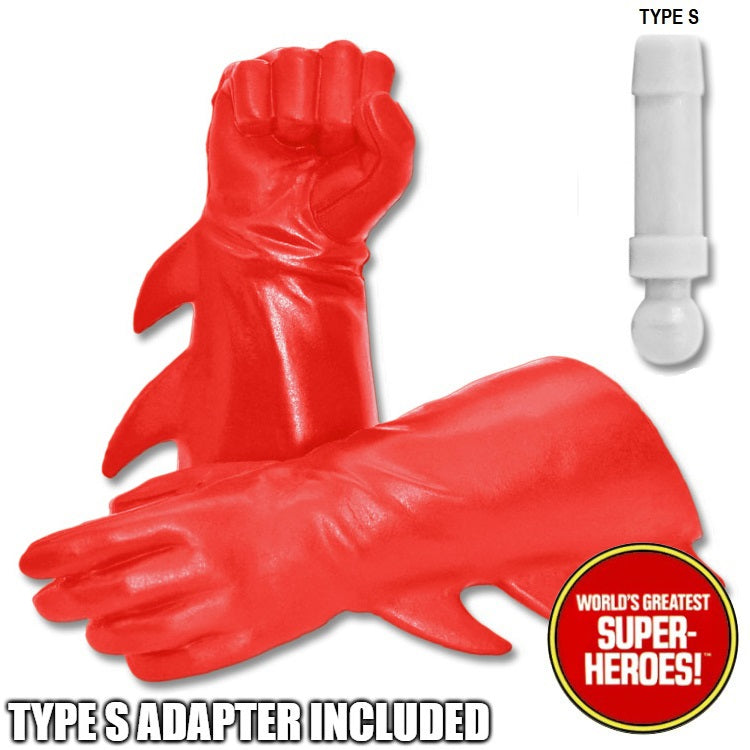 Superhero Red Winged Gloved Hands for Type S Male 8” Action Figure
