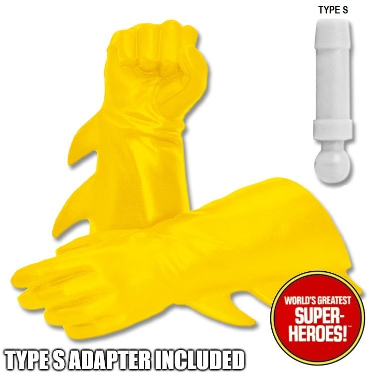Superhero Yellow Winged Gloved Hands for Type S Male 8” Action Figure