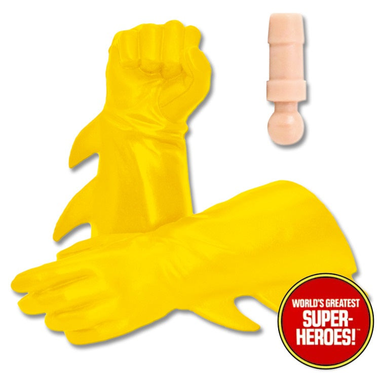 Superhero Yellow Winged Gloved Hands for Type 2 Male 8” Action Figure