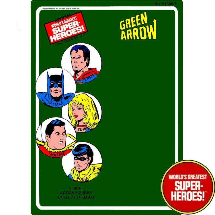 Green Arrow 1976 Official WGSH Retro Blister Card For 8” Action Figure