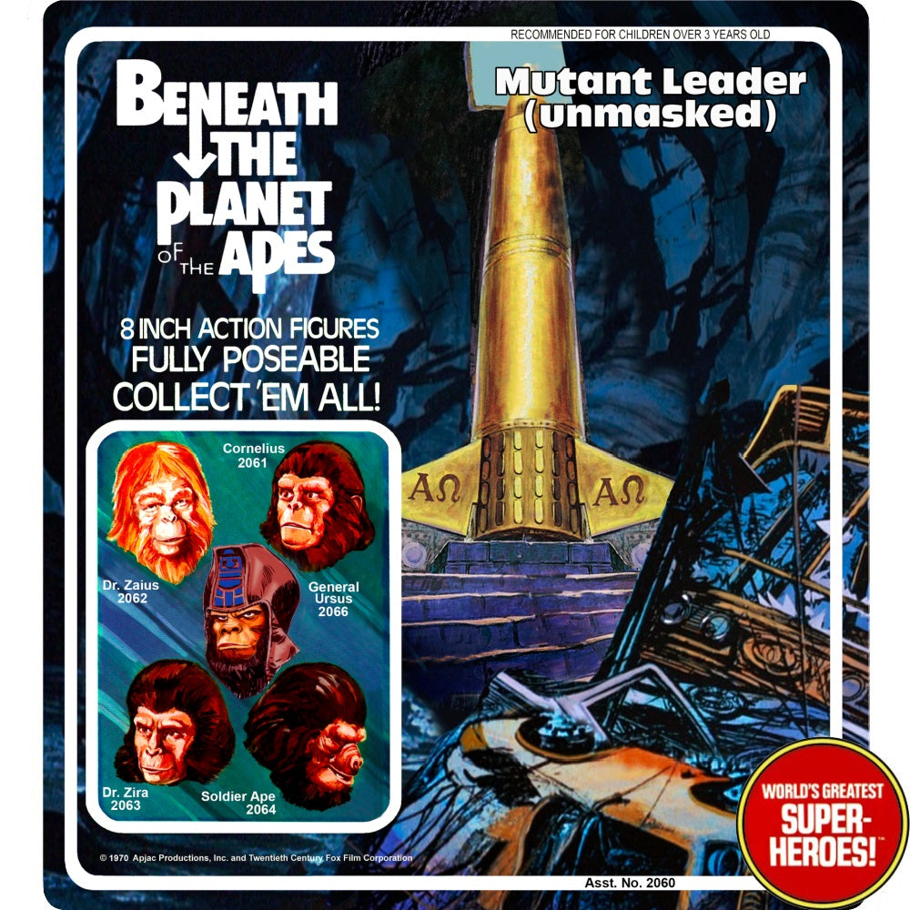 Beneath The Planet of the Apes: Mutant Leader (UNMASKED) Custom Blister Card For 8” Figure
