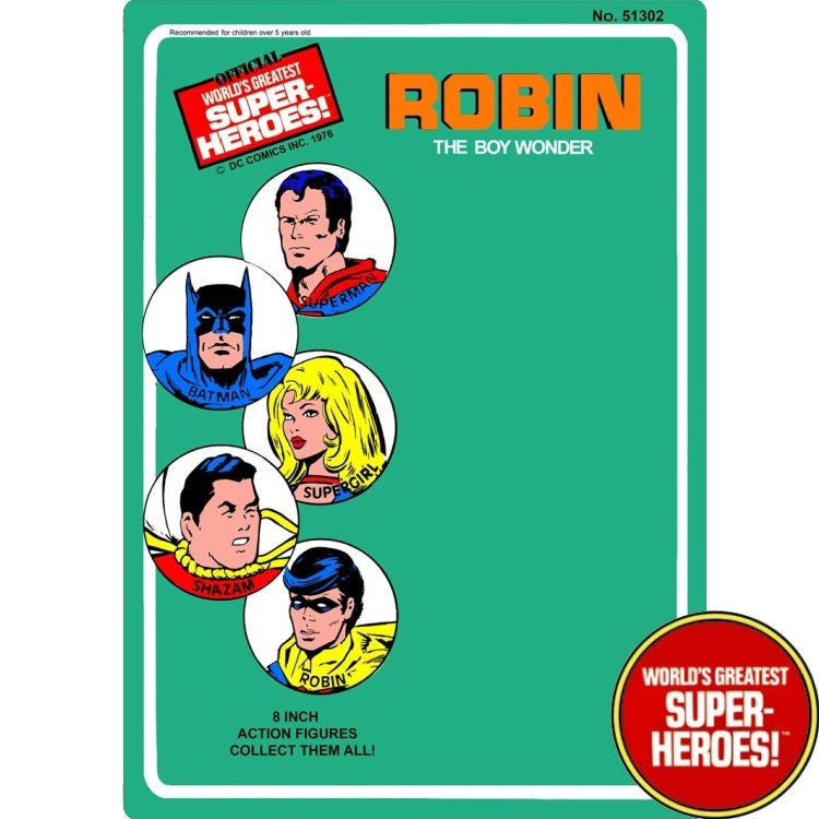 Robin 1976 Official WGSH Retro Blister Card For 8” Action Figure